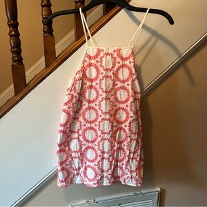 Banana Republic White and Pink Embroidered Tank Top
